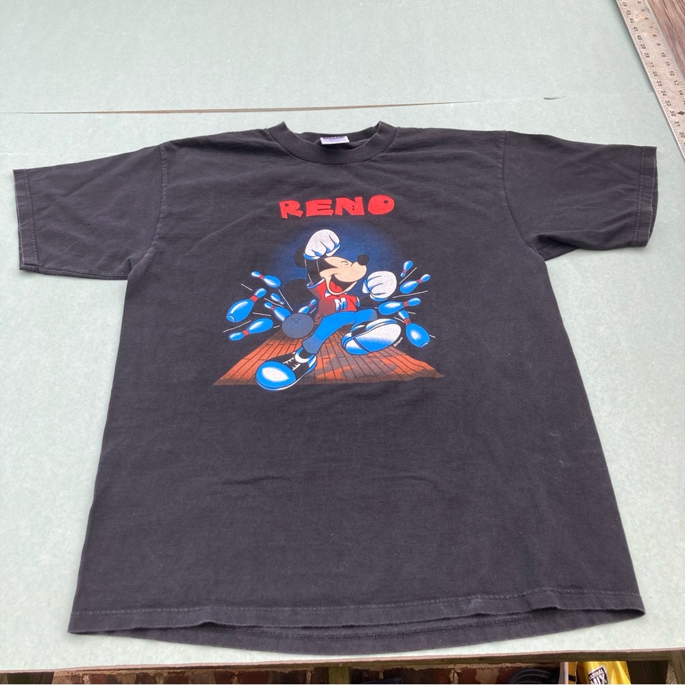 Vintage 90s Tultex Mickey bowling Reno celebrating a clutch world class strike